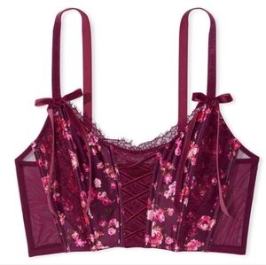 Victoria's Secret Dream Angels Lace Trim Floral Print Corset Top Cottagecore